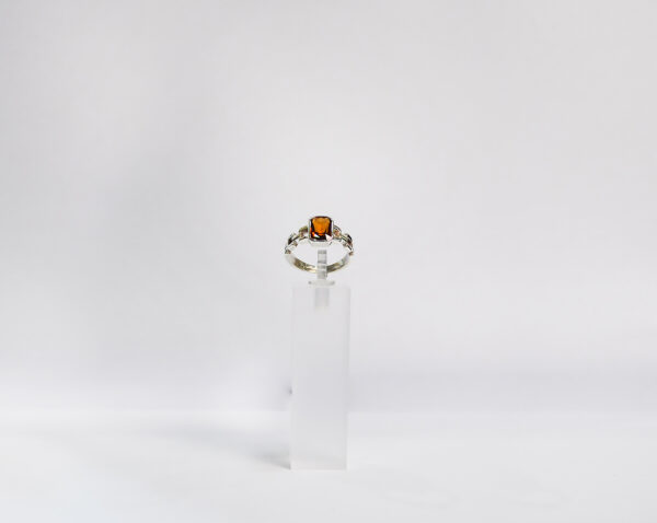 Hessonite Ring Square Gems on Side