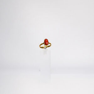 Red Coral Oval Overlap Ring