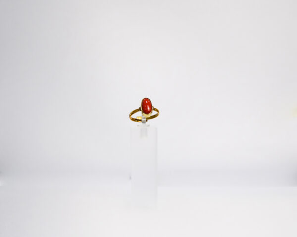Red Coral Oval Overlap Ring