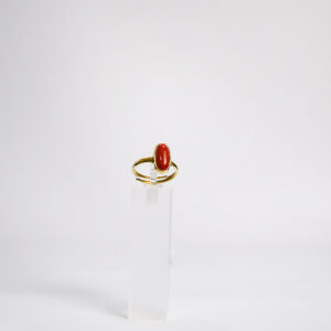 Red Coral Oval Adjustable Ring