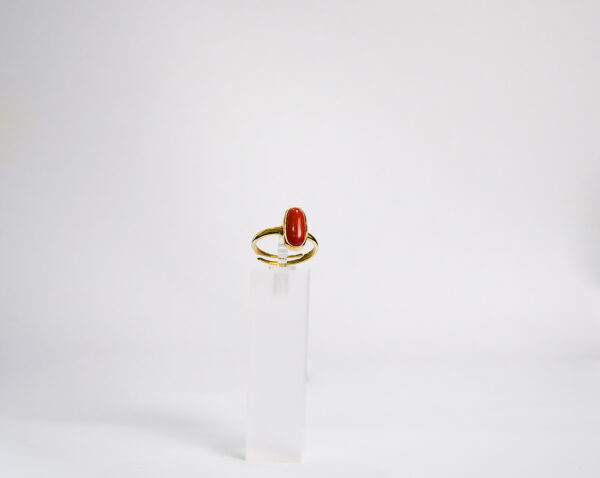 Red Coral Oval Adjustable Ring