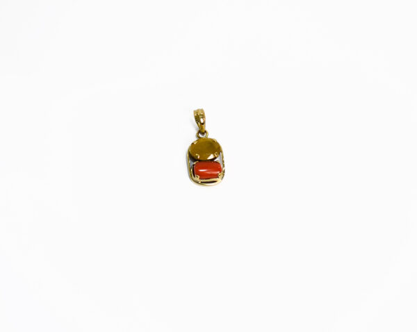 Yellow Sapphire And Coral Pendant Made In Panchdhatu